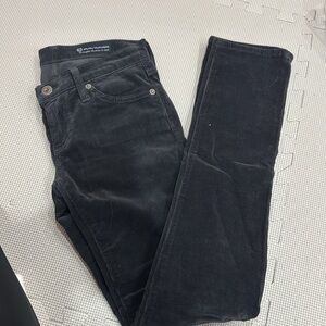 Like NEW low rise AG Adriano Goldschmied grey velvet pants cigarette leg jean